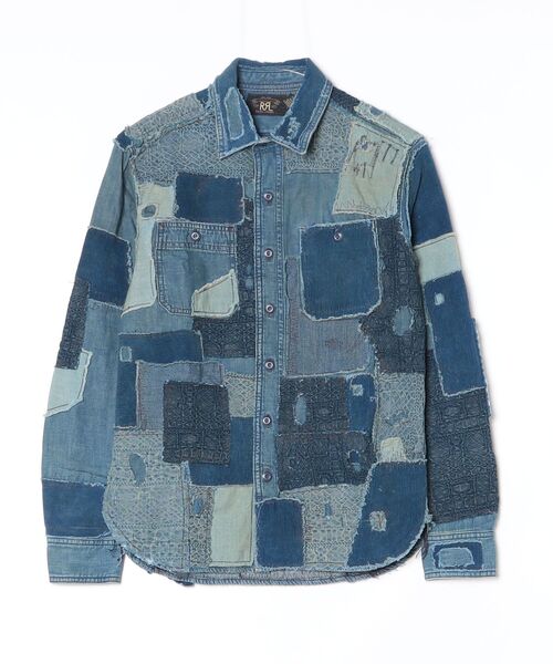 RRL（ダブル アール エル）の「インディゴ デニム パッチワーク ワークシャツ（シャツ/ブラウス・メンズ・ネイビー系1・XS/XL/S/M/L）」の7枚目の写真