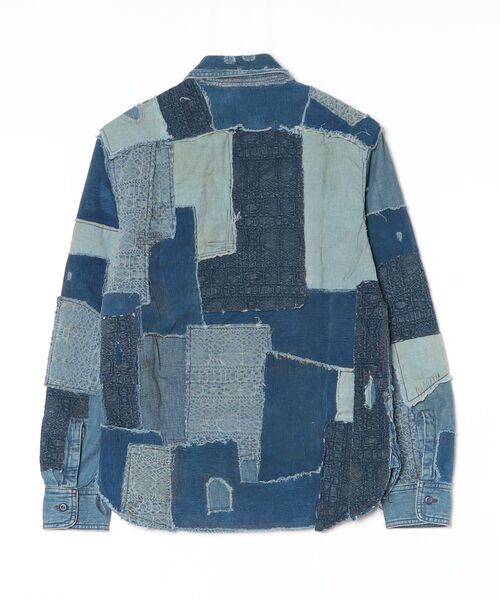 RRL（ダブル アール エル）の「インディゴ デニム パッチワーク ワークシャツ（シャツ/ブラウス・メンズ・ネイビー系1・XS/XL/S/M/L）」の8枚目の写真