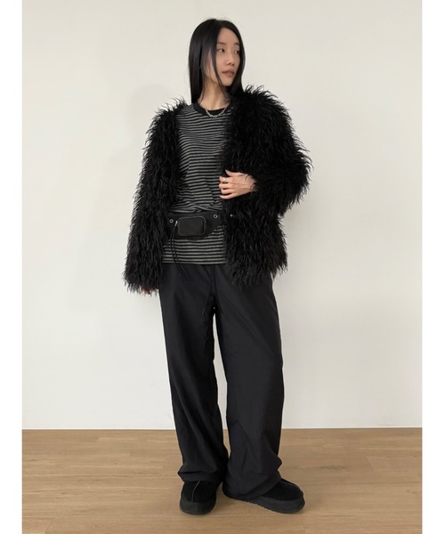 Didot.showroom（ディドット ショールーム）の「ワッシャーフリースライニングパンツ（スウェットパンツ・レディース・ブラック/ネイビー・FREE）」の7枚目の写真