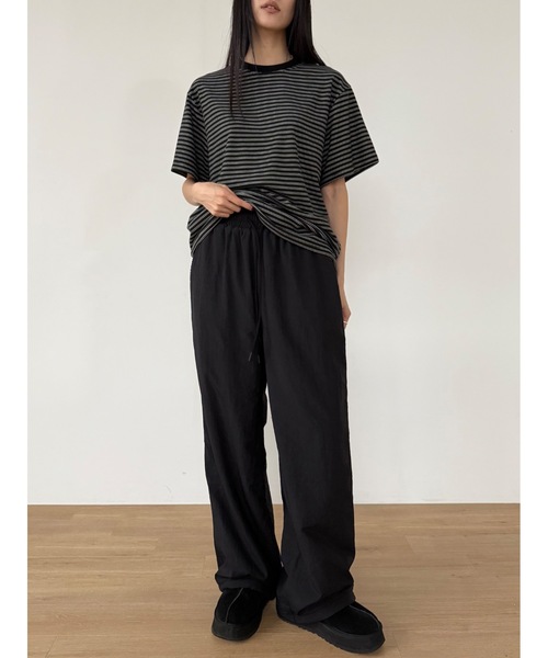 Didot.showroom（ディドット ショールーム）の「ワッシャーフリースライニングパンツ（スウェットパンツ・レディース・ブラック/ネイビー・FREE）」の3枚目の写真