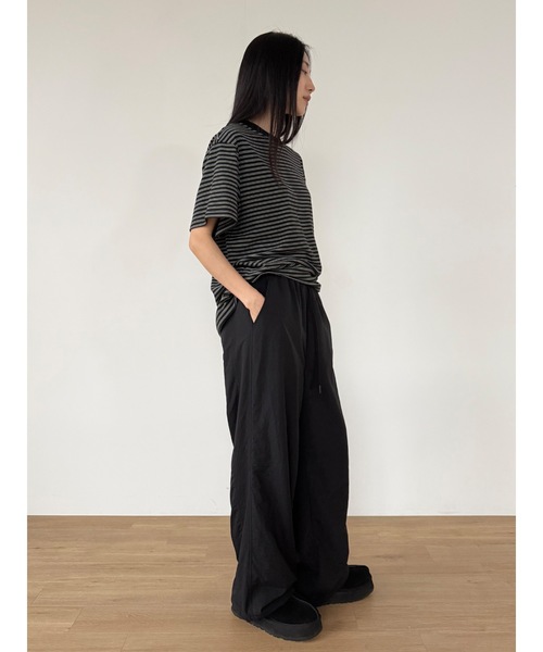 Didot.showroom（ディドット ショールーム）の「ワッシャーフリースライニングパンツ（スウェットパンツ・レディース・ブラック/ネイビー・FREE）」の5枚目の写真
