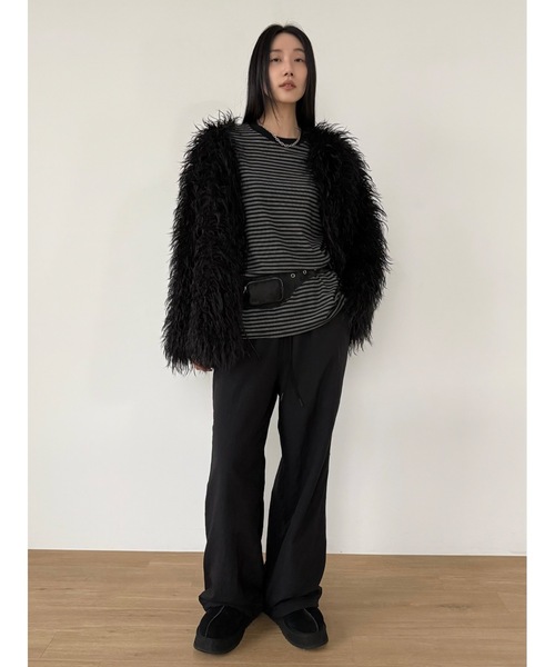 Didot.showroom（ディドット ショールーム）の「ワッシャーフリースライニングパンツ（スウェットパンツ・レディース・ブラック/ネイビー・FREE）」の6枚目の写真