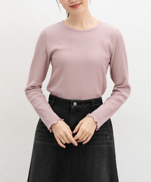 Honeys(ハニーズ)の「メロー使いクルーTシャツ(Tシャツ/カットソー・レディース・ピンク/ライトグレー/サックスブルー/ブラック/オフホワイト・L/M/LL/S)」の5枚目の写真