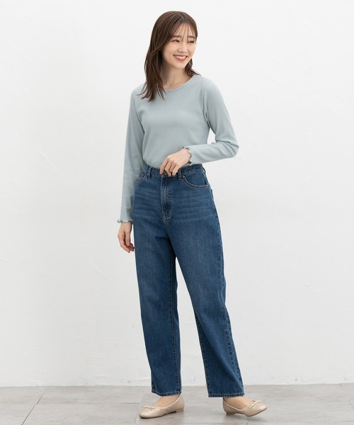 Honeys(ハニーズ)の「メロー使いクルーTシャツ(Tシャツ/カットソー・レディース・ピンク/ライトグレー/サックスブルー/ブラック/オフホワイト・L/M/LL/S)」の7枚目の写真