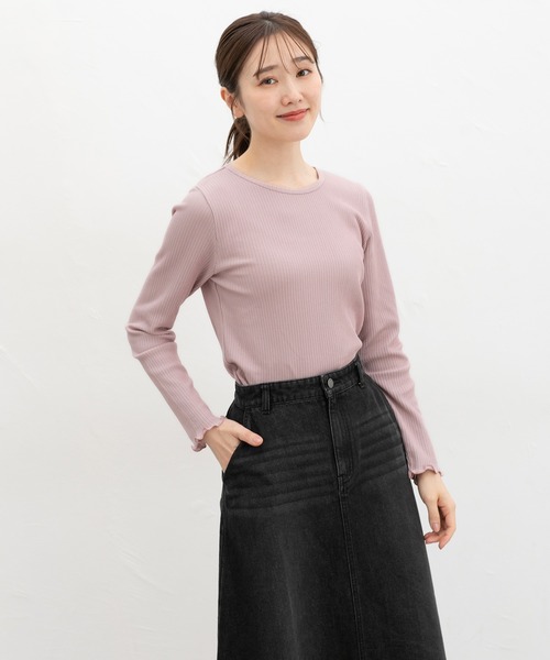 Honeys(ハニーズ)の「メロー使いクルーTシャツ(Tシャツ/カットソー・レディース・ピンク/ライトグレー/サックスブルー/ブラック/オフホワイト・L/M/LL/S)」の10枚目の写真