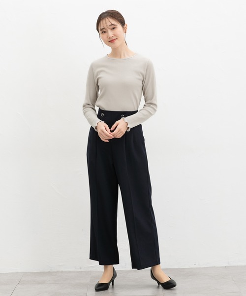 Honeys(ハニーズ)の「メロー使いクルーTシャツ(Tシャツ/カットソー・レディース・ピンク/ライトグレー/サックスブルー/ブラック/オフホワイト・L/M/LL/S)」の12枚目の写真