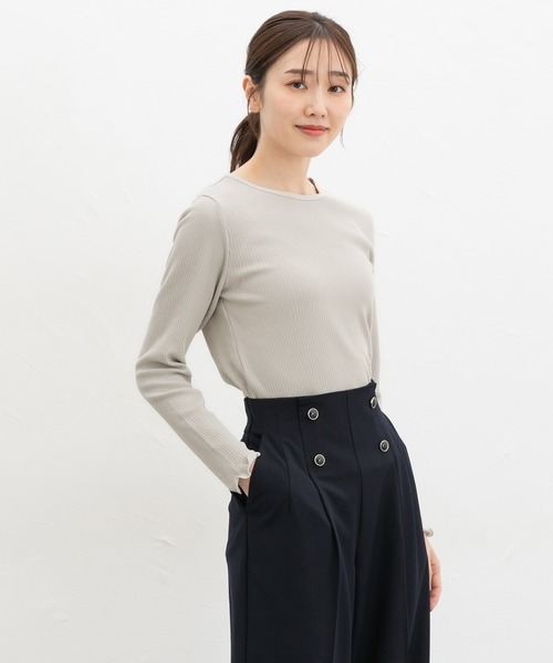 Honeys(ハニーズ)の「メロー使いクルーTシャツ(Tシャツ/カットソー・レディース・ピンク/ライトグレー/サックスブルー/ブラック/オフホワイト・L/M/LL/S)」の13枚目の写真