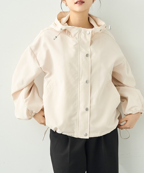 mil（ミル）の「フーディー 　ブルゾン【586107】（マウンテンパーカー・レディース・ブラック/グレイッシュベージュ/オフホワイト・XS/S）」の6枚目の写真