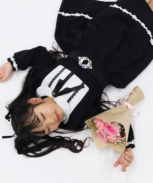 axes femme（アクシーズファム）の「リボンセットクラシカルＯＰ（ワンピース・キッズ・グレー/ブラック・MEDIUM/LARGE/X-LARGE）」の7枚目の写真