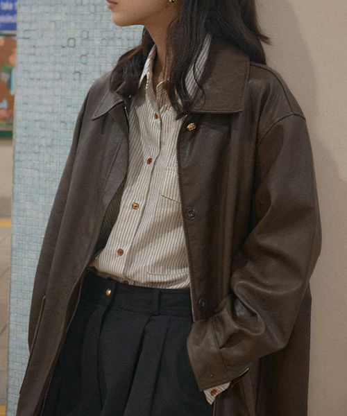 TILL I DIE(ティルアイダイ)の「Faux leather pocket jacket_Brown(ライダースジャケット・レディース・その他・FREE)」の1枚目の写真