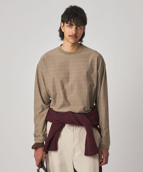 Steven Alan（スティーブンアラン）の「＜Steven Alan＞ オーガニックコットン アソート ボーダー ロングスリーブ Tシャツ BOLD（Tシャツ/カットソー・メンズ・オリーブ/ブラック/ナチュラル・M/S/XL/L）」の6枚目の写真