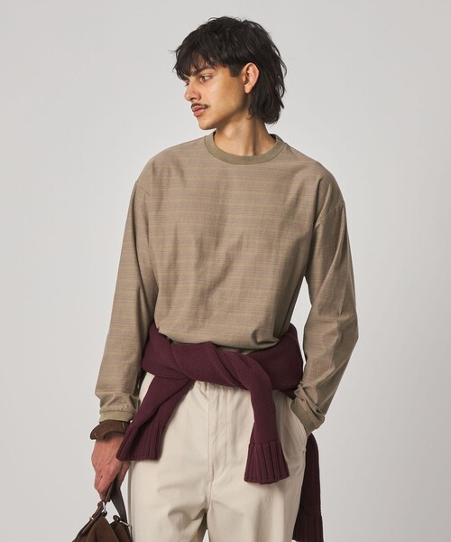 Steven Alan（スティーブンアラン）の「＜Steven Alan＞ オーガニックコットン アソート ボーダー ロングスリーブ Tシャツ BOLD（Tシャツ/カットソー・メンズ・オリーブ/ブラック/ナチュラル・M/S/XL/L）」の7枚目の写真