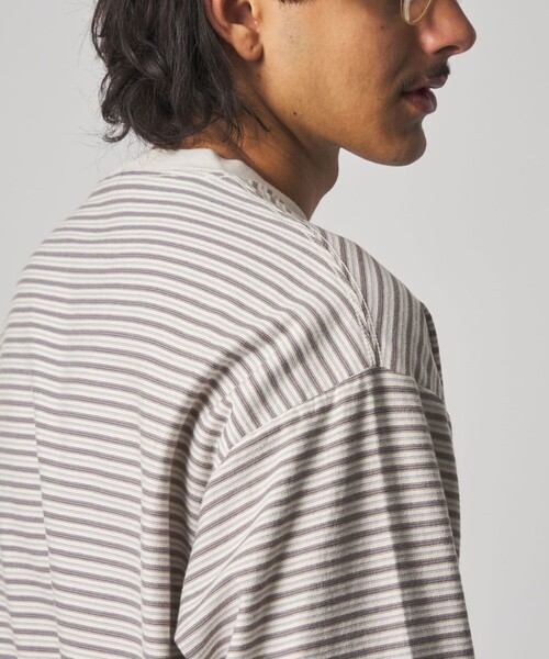 Steven Alan（スティーブンアラン）の「＜Steven Alan＞ オーガニックコットン アソート ボーダー ロングスリーブ Tシャツ BOLD（Tシャツ/カットソー・メンズ・オリーブ/ブラック/ナチュラル・M/S/XL/L）」の17枚目の写真