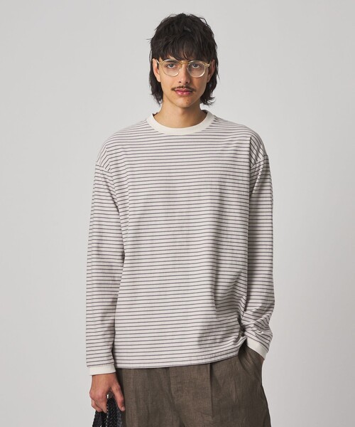 Steven Alan（スティーブンアラン）の「＜Steven Alan＞ オーガニックコットン アソート ボーダー ロングスリーブ Tシャツ BOLD（Tシャツ/カットソー・メンズ・オリーブ/ブラック/ナチュラル・M/S/XL/L）」の19枚目の写真