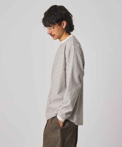 Steven Alan（スティーブンアラン）の「＜Steven Alan＞ オーガニックコットン アソート ボーダー ロングスリーブ Tシャツ BOLD（Tシャツ/カットソー・メンズ・オリーブ/ブラック/ナチュラル・M/S/XL/L）」の20枚目の写真