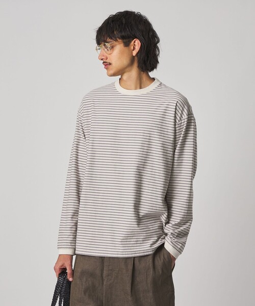 Steven Alan（スティーブンアラン）の「＜Steven Alan＞ オーガニックコットン アソート ボーダー ロングスリーブ Tシャツ BOLD（Tシャツ/カットソー・メンズ・オリーブ/ブラック/ナチュラル・M/S/XL/L）」の21枚目の写真