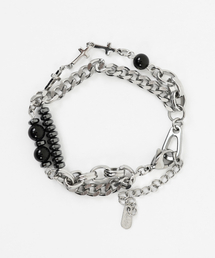 ACHA（アチャ）の「サージカルスチールチェーン＆ビーズミックスブレスレット_ブラック（ブレスレット）」