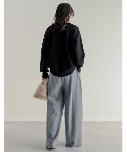 セール】[低身長/高身長サイズ有]ベルトループ付きニットパンツ