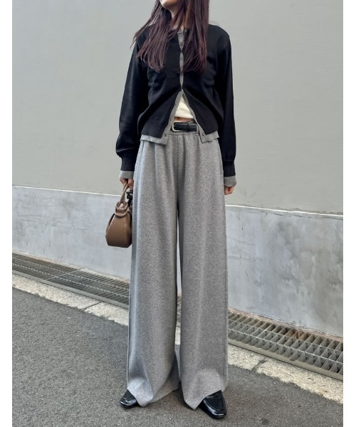 セール】[低身長/高身長サイズ有]ベルトループ付きニットパンツ