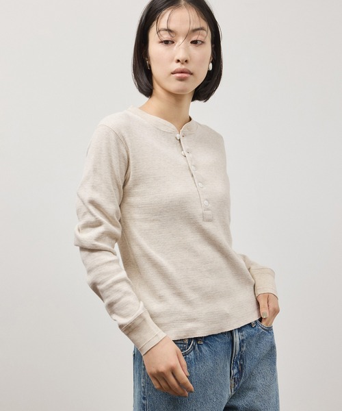 ADAM ET ROPE'(アダムエロペ)の「【FAITH for ADAM ET ROPE'】別注サーマルTOPS(Tシャツ/カットソー・レディース・キナリ/ブラウン/ブルー・FREE)」の1枚目の写真