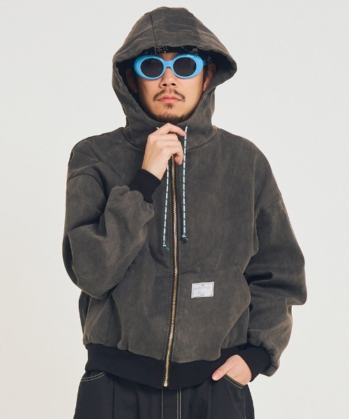 EFFECTEN（エフェクテン）の「mpa4045-Duck hoodie ジップアップフーディー(efsal-13)（ブルゾン・メンズ・スミクロ/キャメル・FREE）」の5枚目の写真