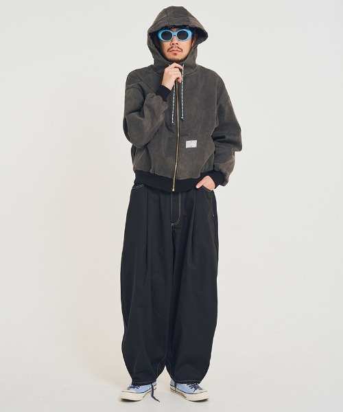 EFFECTEN（エフェクテン）の「mpa4045-Duck hoodie ジップアップフーディー(efsal-13)（ブルゾン・メンズ・スミクロ/キャメル・FREE）」の8枚目の写真