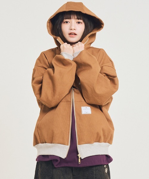 EFFECTEN（エフェクテン）の「mpa4045-Duck hoodie ジップアップフーディー(efsal-13)（ブルゾン・メンズ・スミクロ/キャメル・FREE）」の11枚目の写真