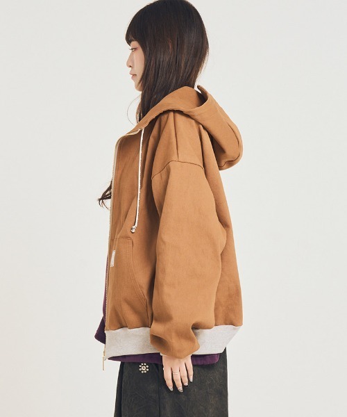 EFFECTEN（エフェクテン）の「mpa4045-Duck hoodie ジップアップフーディー(efsal-13)（ブルゾン・メンズ・スミクロ/キャメル・FREE）」の12枚目の写真