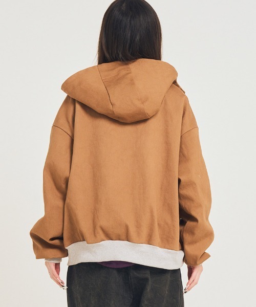 EFFECTEN（エフェクテン）の「mpa4045-Duck hoodie ジップアップフーディー(efsal-13)（ブルゾン・メンズ・スミクロ/キャメル・FREE）」の13枚目の写真