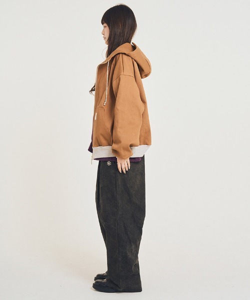 EFFECTEN（エフェクテン）の「mpa4045-Duck hoodie ジップアップフーディー(efsal-13)（ブルゾン・メンズ・スミクロ/キャメル・FREE）」の15枚目の写真