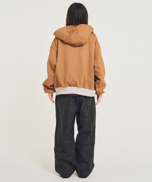 EFFECTEN（エフェクテン）の「mpa4045-Duck hoodie ジップアップフーディー(efsal-13)（ブルゾン・メンズ・スミクロ/キャメル・FREE）」の16枚目の写真