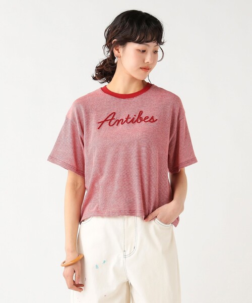 BEAMS HEART(ビームスハート)の「ミジンコ ボーダー ロゴ Tシャツ(Tシャツ/カットソー・レディース・レッド/チャコールグレー/イエロー系その他2・FREE)」の2枚目の写真