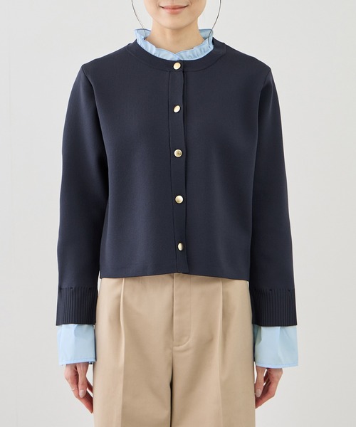 ROPE' PICNIC（ロペピクニック）の「襟フリルドッキングカーディガン（カーディガン/ボレロ・レディース・ダークブラウン/ネイビー/クリーム・FREE）」の17枚目の写真