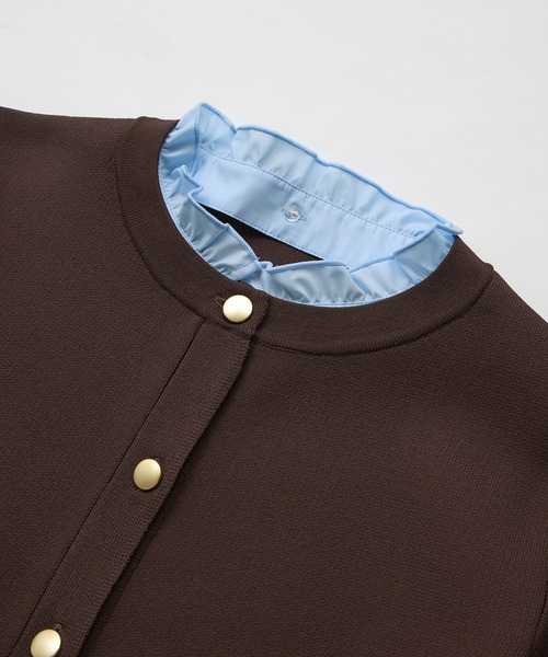 ROPE' PICNIC（ロペピクニック）の「襟フリルドッキングカーディガン（カーディガン/ボレロ・レディース・ダークブラウン/ネイビー/クリーム・FREE）」の10枚目の写真