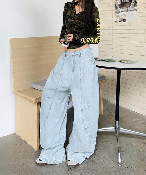 HOOK(フック)の「バギー ルーズデニムパンツ(デニムパンツ・レディース・ライトブルー・S/L/M)」の22枚目の写真