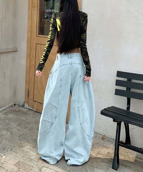HOOK(フック)の「バギー ルーズデニムパンツ(デニムパンツ・レディース・ライトブルー・S/L/M)」の10枚目の写真
