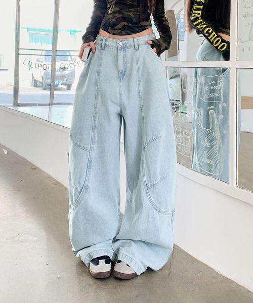 HOOK(フック)の「バギー ルーズデニムパンツ(デニムパンツ・レディース・ライトブルー・S/L/M)」の11枚目の写真