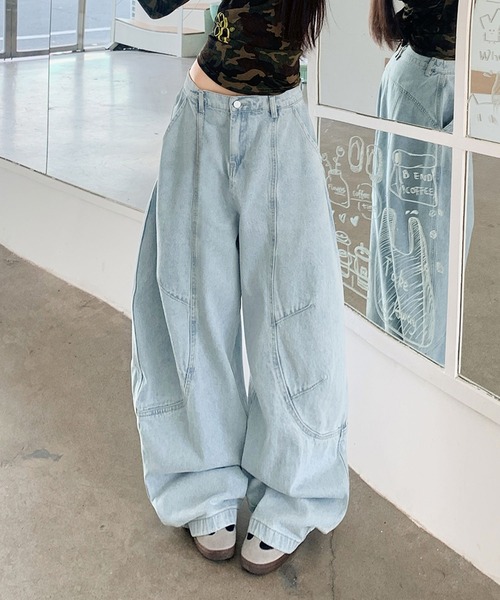 HOOK(フック)の「バギー ルーズデニムパンツ(デニムパンツ・レディース・ライトブルー・S/L/M)」の12枚目の写真