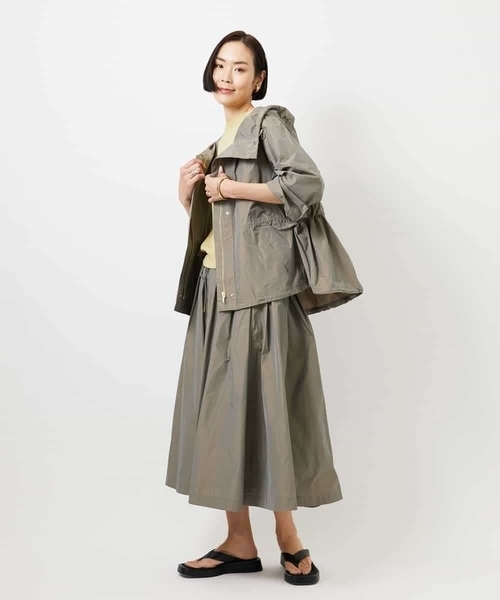 MICHEL KLEIN（ミッシェル・クラン）の「[セットアップ対応]タフタライトブルゾン（ナイロンジャケット・レディース・カーキ/ブラック・38）」の13枚目の写真