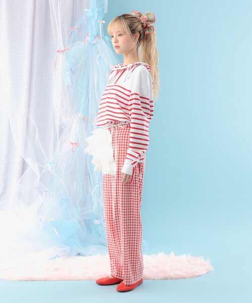 CAROLINA GLASER（カロリナ グレイサー）の「ボーダー リボン ロングスリーブ カットソー（Tシャツ/カットソー・レディース・ブルー/レッド・ONE SIZE）」の10枚目の写真