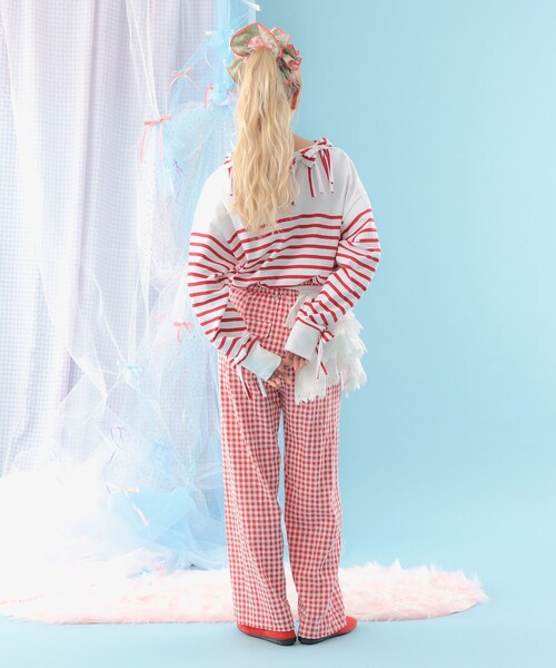 CAROLINA GLASER（カロリナ グレイサー）の「ボーダー リボン ロングスリーブ カットソー（Tシャツ/カットソー・レディース・ブルー/レッド・ONE SIZE）」の11枚目の写真