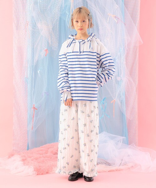 CAROLINA GLASER（カロリナ グレイサー）の「ボーダー リボン ロングスリーブ カットソー（Tシャツ/カットソー・レディース・ブルー/レッド・ONE SIZE）」の18枚目の写真