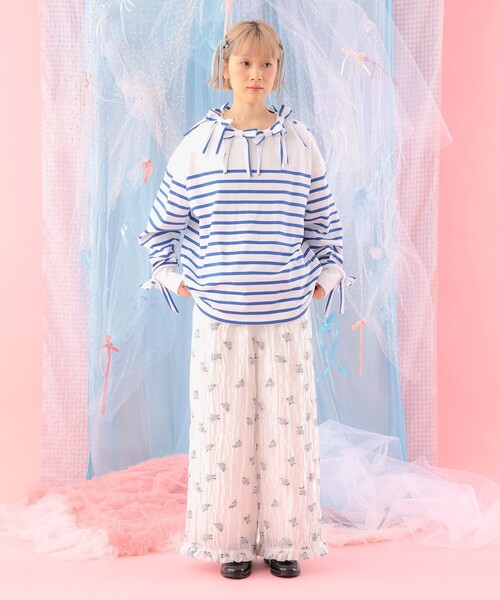 CAROLINA GLASER（カロリナ グレイサー）の「ボーダー リボン ロングスリーブ カットソー（Tシャツ/カットソー・レディース・ブルー/レッド・ONE SIZE）」の19枚目の写真