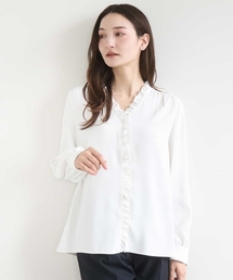 MK MICHEL KLEIN（エムケーミッシェルクラン）の「Vネックミニフリルブラウス 洗える（シャツ/ブラウス）」