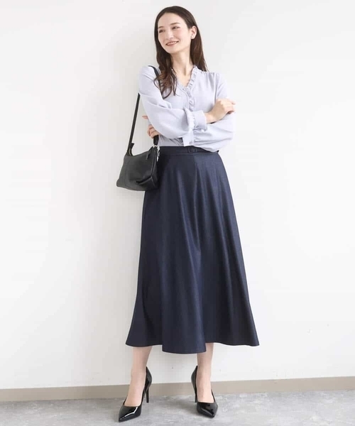 MK MICHEL KLEIN（エムケーミッシェルクラン）の「[洗える]Vネックミニフリルブラウス（シャツ/ブラウス・レディース・ライトブルー/ホワイト・38）」の10枚目の写真