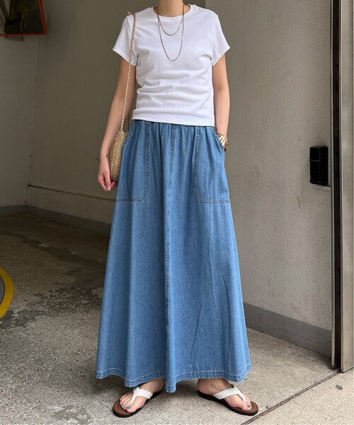 LBC(エルビーシー)の「デニムコットンワークフレアスカート(スカート・レディース・カーキ/ブルー/チャコール・M)」の11枚目の写真