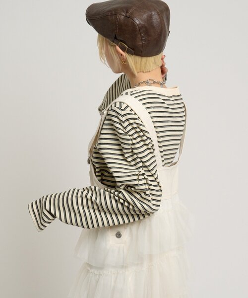 w closet（ダブルクローゼット）の「ワッフルボーダープルオーバー（Tシャツ/カットソー・レディース・ピンク/グリーン/ブラック・FREE）」の5枚目の写真