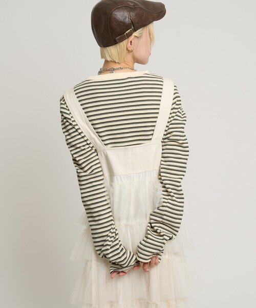 w closet（ダブルクローゼット）の「ワッフルボーダープルオーバー（Tシャツ/カットソー・レディース・ピンク/グリーン/ブラック・FREE）」の6枚目の写真