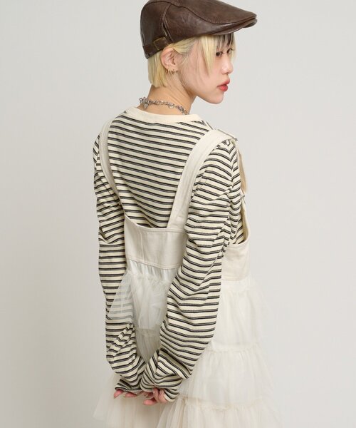 w closet（ダブルクローゼット）の「ワッフルボーダープルオーバー（Tシャツ/カットソー・レディース・ピンク/グリーン/ブラック・FREE）」の7枚目の写真