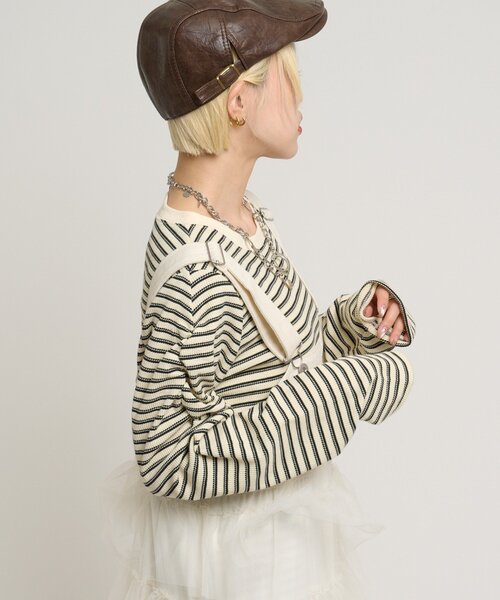 w closet（ダブルクローゼット）の「ワッフルボーダープルオーバー（Tシャツ/カットソー・レディース・ピンク/グリーン/ブラック・FREE）」の8枚目の写真